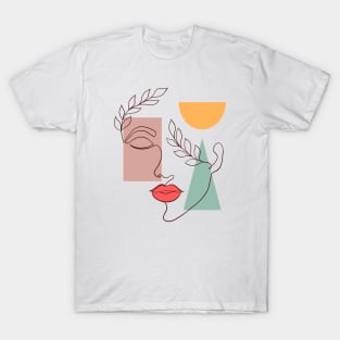 Collage with woman face and geometric shapes T-Shirt